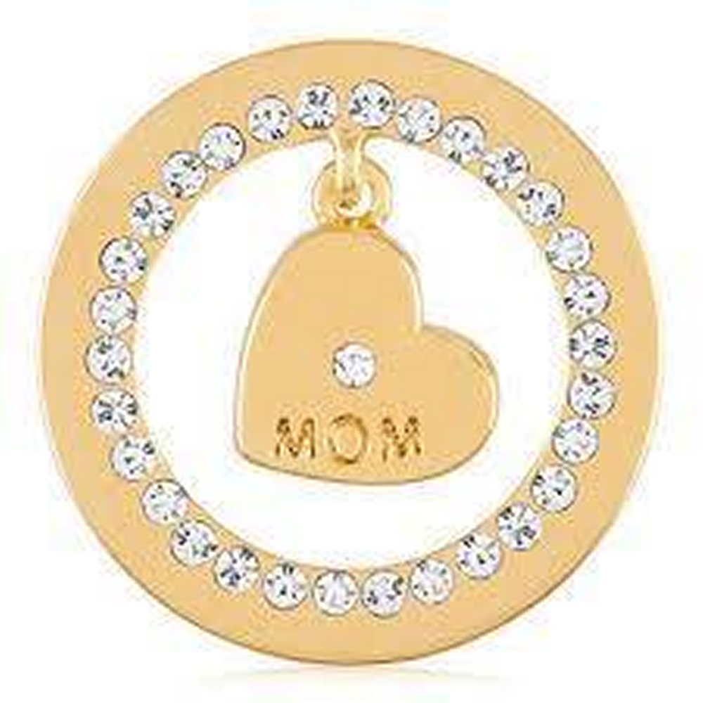 Dangle Heart Mom Coin (Gold)