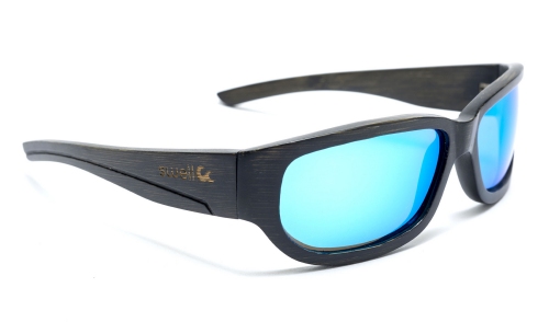 Black Sportsman Sunglasses w/Blue Polarized Lenses