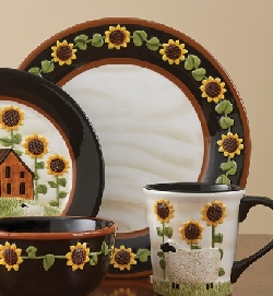 HOUSE AND SUNFLOWER DINNER PLATE