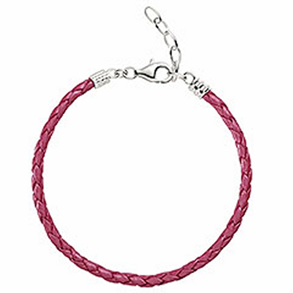 ONE SIZE PINK METALLIC BRAIDED LEATHER BRACELET