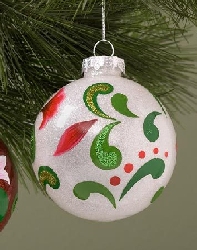 WHITE GLASS BALL ORNAMENT