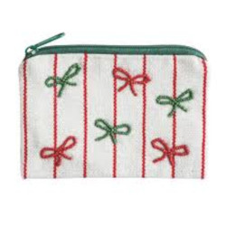 Bows Beaded Christmas Pouch