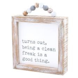 Clean Freak Framed Sign with Beads