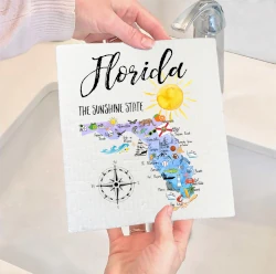 Florida State Map Souvenir Swedish Dishcloth
