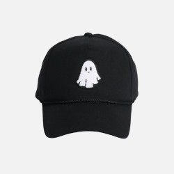 Embroidered Ghost Baseball Cap With Rope Band Detail