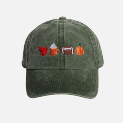 Embroidered Pumpkin Baseball Cap