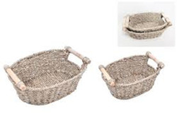 Wood Handle Oval SG Baskets (set of 2)