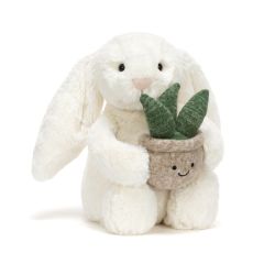 Cream Bunny with Plant